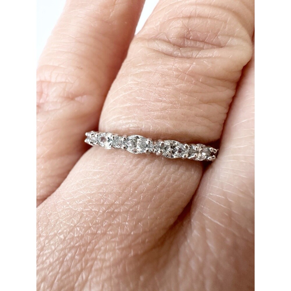 Swarovski Half Eternity Band Ring Silver Tone Size 5